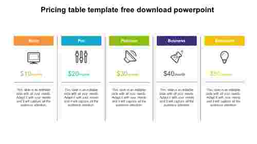 pricing table template free download powerpoint